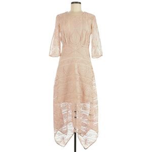 MAJE Ripaz guipure lace midi hanky hem career cocktail dress in rose Size 3 NEW